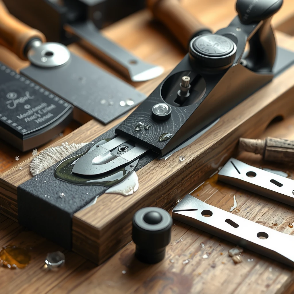Sharpening woodworking chisels and plane on a whetstone