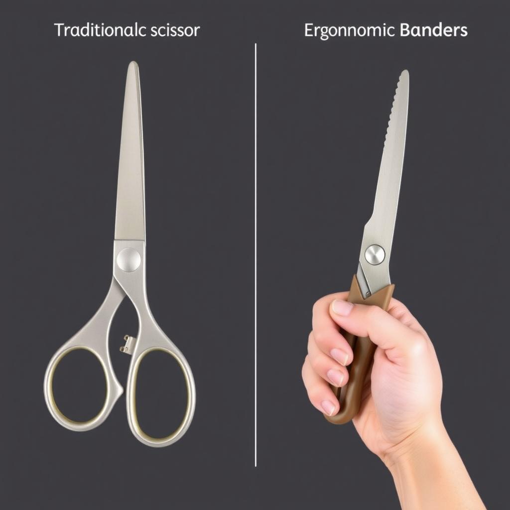 Traditional vs. ergonomic scissors