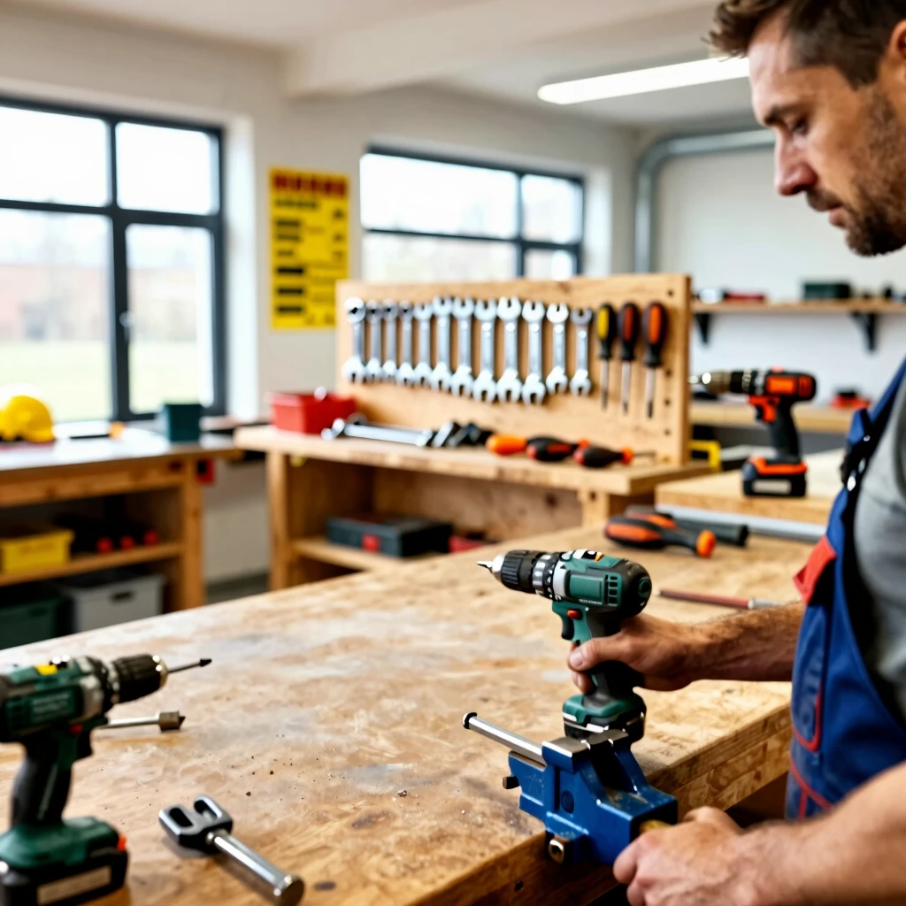 Modern professional workshop showcasing organized high-quality workman tools and equipment