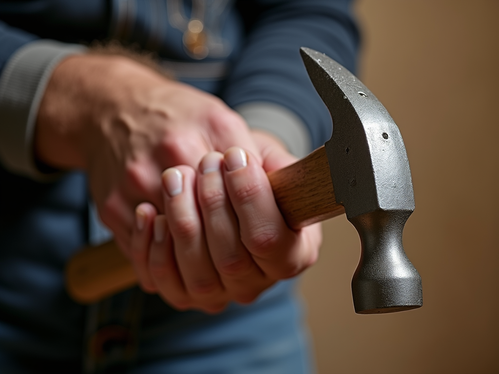 Proper grip on a hammer