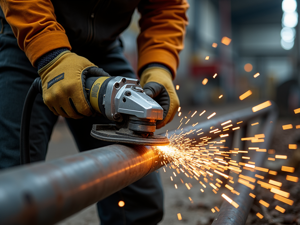 Safely using an angle grinder for metal cutting.