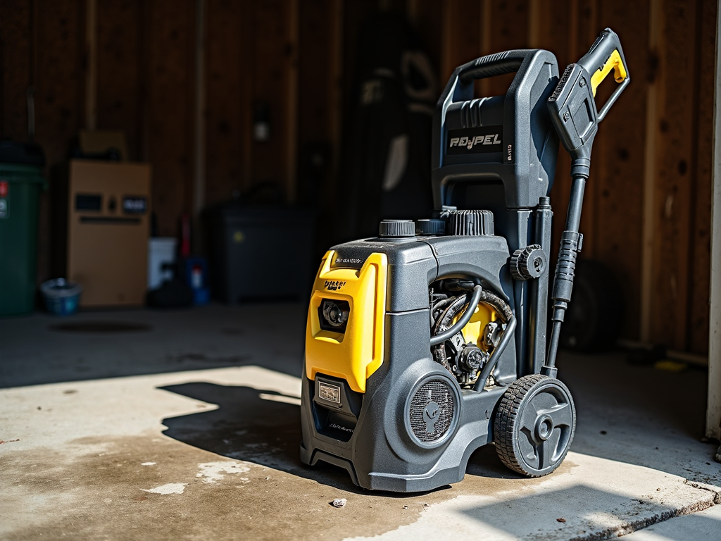 Proper storage of a power washer.