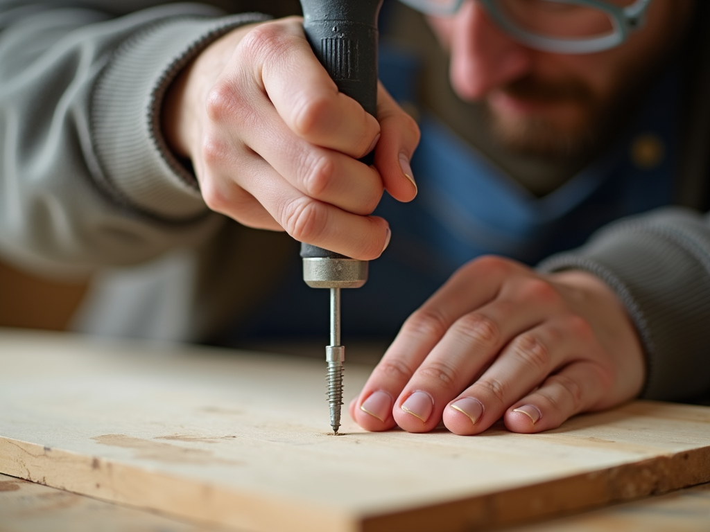 Person using a screwdriver safely with safety glasses