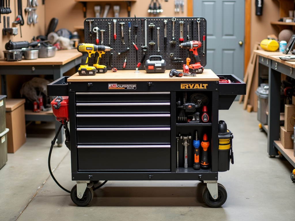 Mobile tool cart in action
