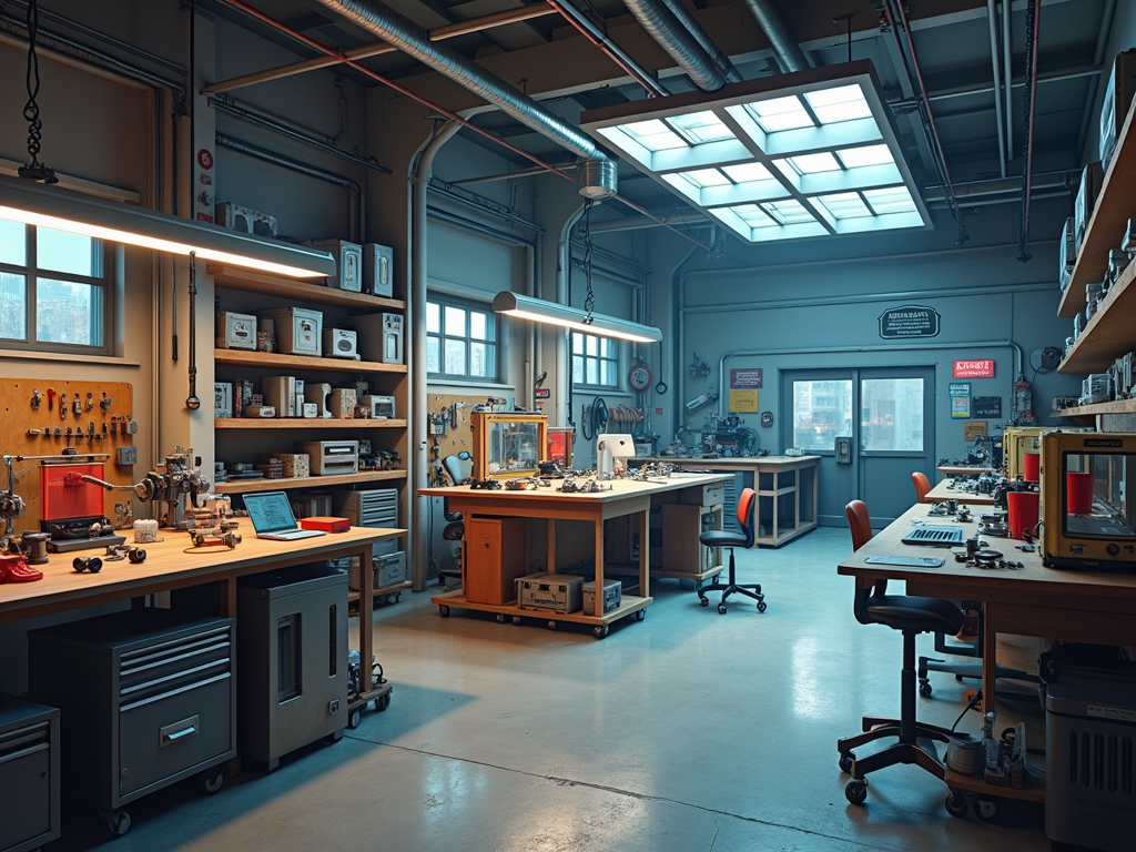 Futuristic workshop with IoT and 3D printing