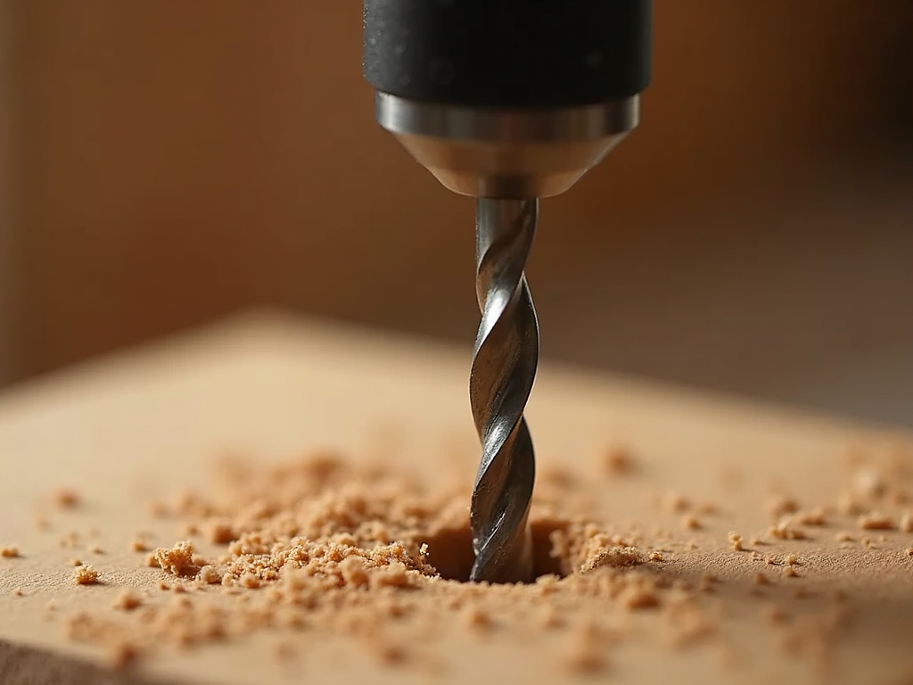 Drilling a hole in wood with a twist bit