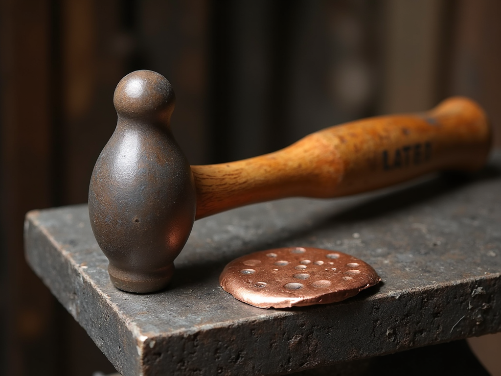 Ball peen hammer on an anvil