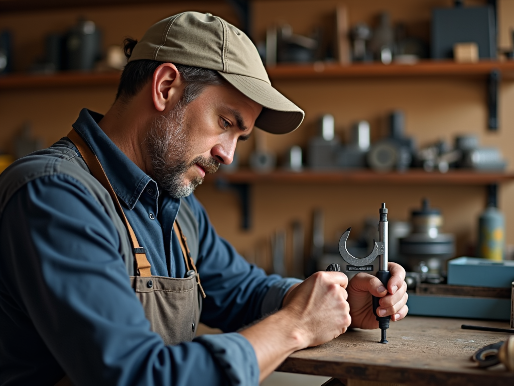 Craftsman choosing a micrometer in a store