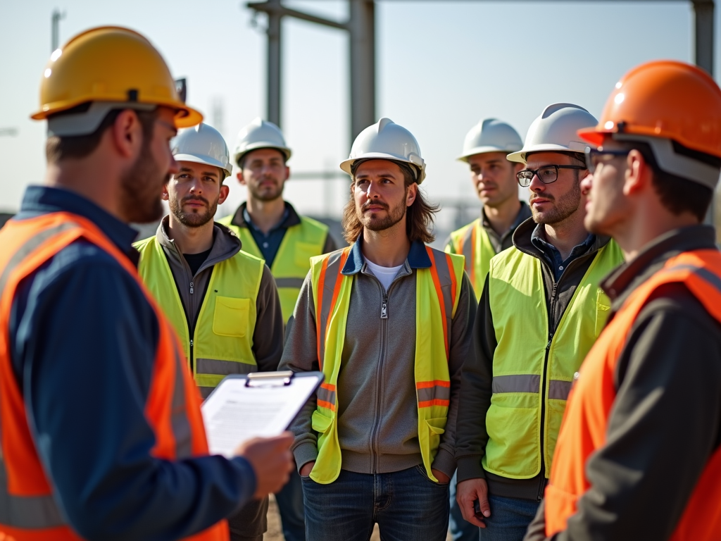Workers receiving OSHA-required safety training on-site.
