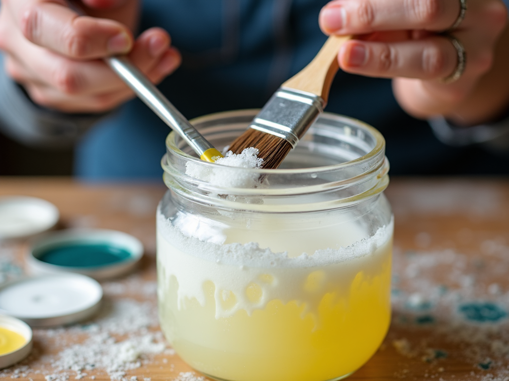 DIY brush cleaner being used