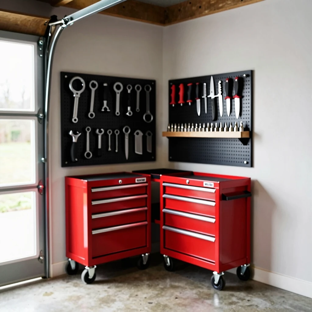 Efficient hand tools storage solutions in a home workshop