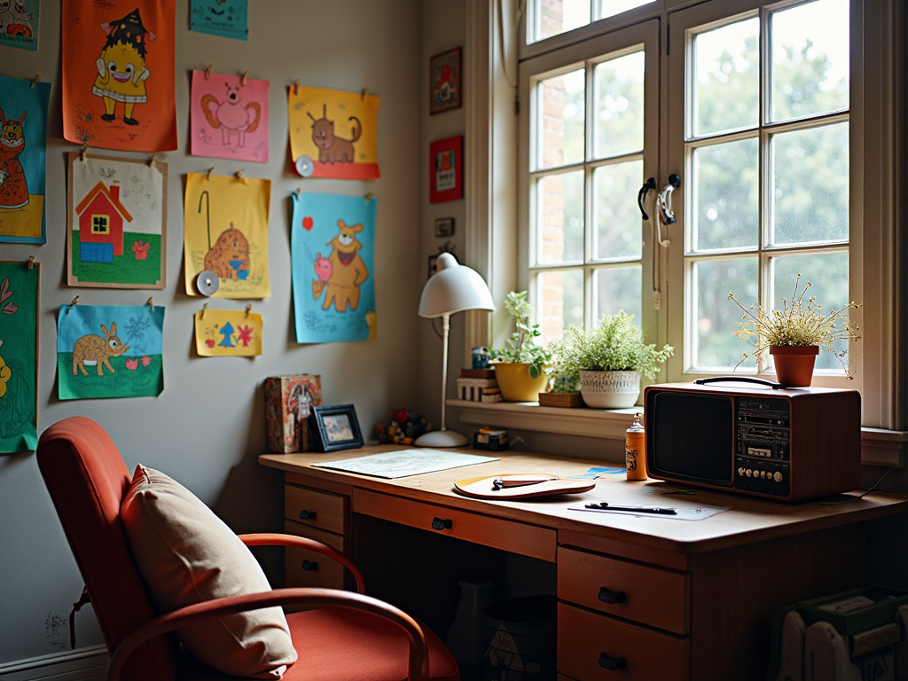 A personal workshop nook with creative touches.