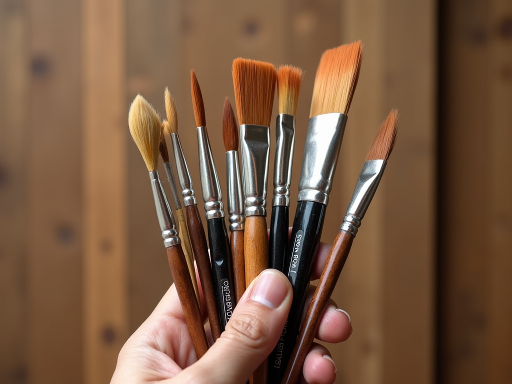 Painter holding clean brushes