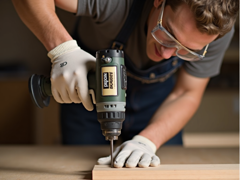 Safely using a drill with proper protective gear