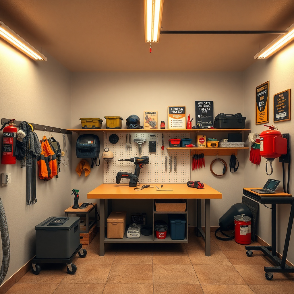 Spotless and secure DIY garage workspace setup