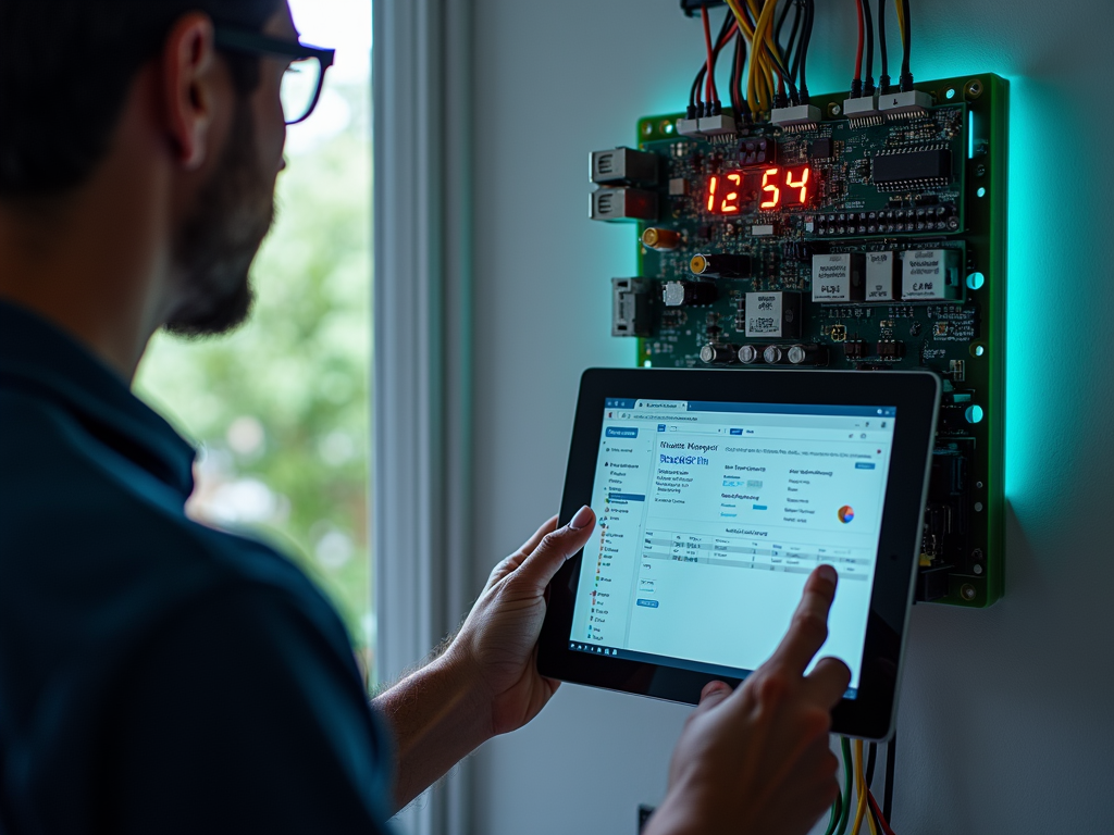 Person working on a home automation project.