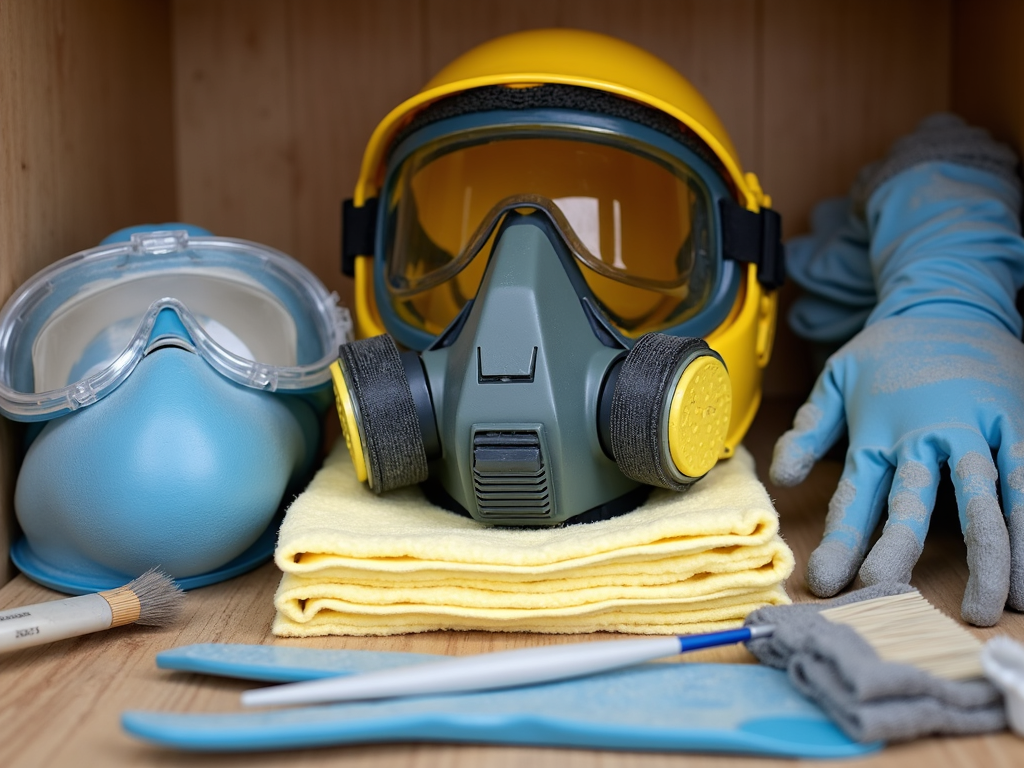 Painting safety gear and cleanup tools