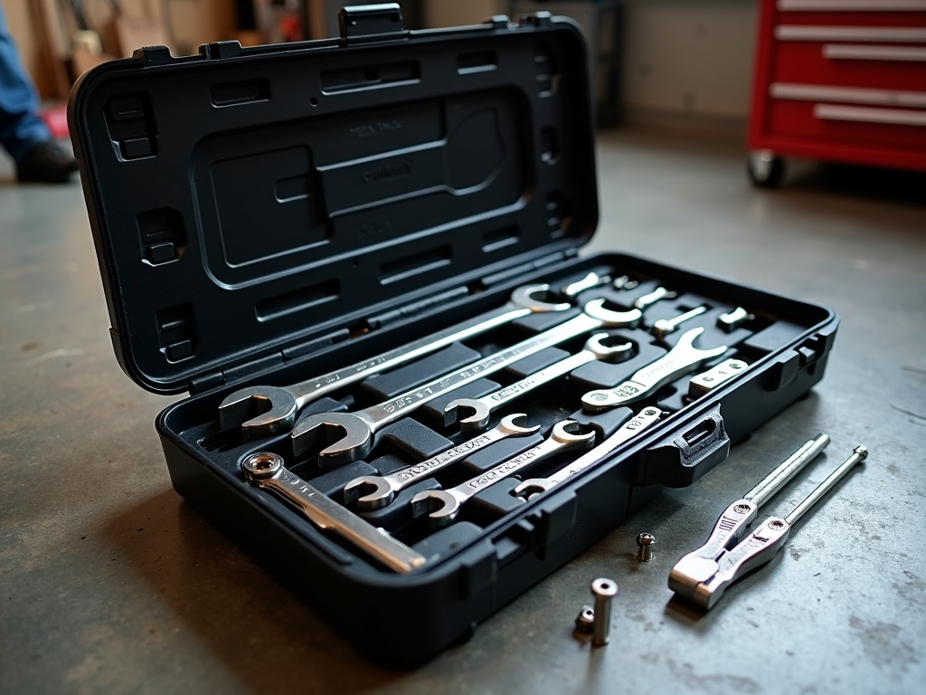 Open toolbox with wrenches and bolts