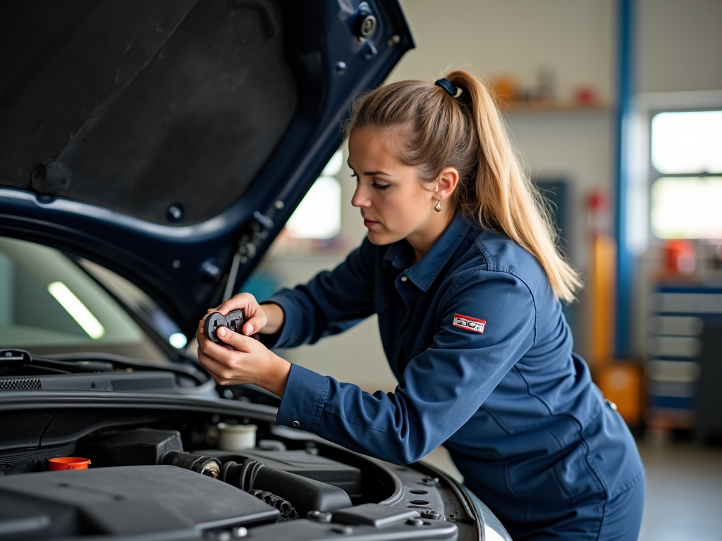 Mechanic Sarah using ergonomic wrench