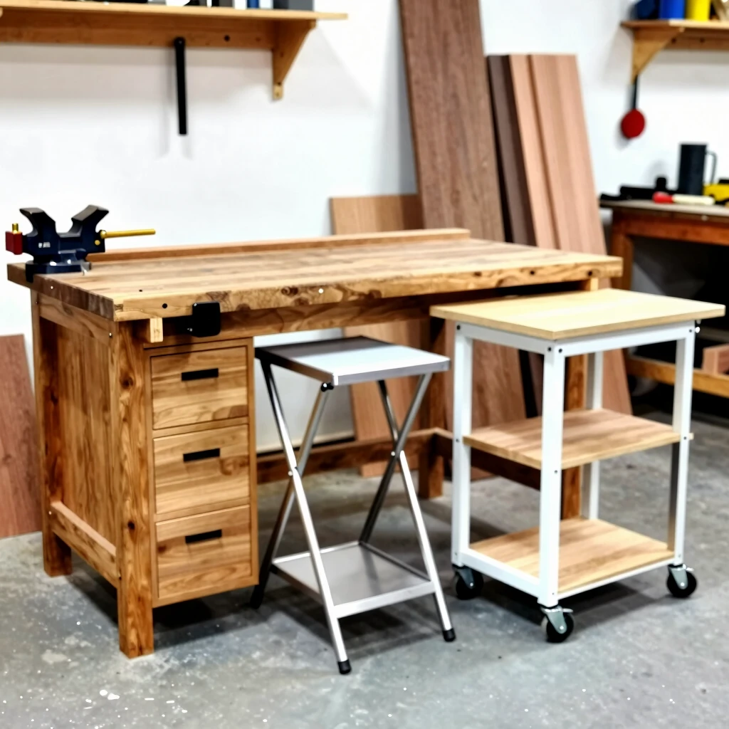 Various workbench options for different workshop spaces