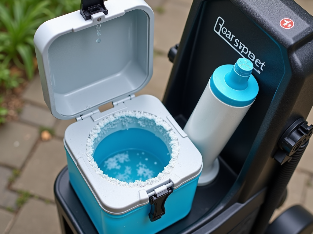 Power washer with detergent tank and inlet filter