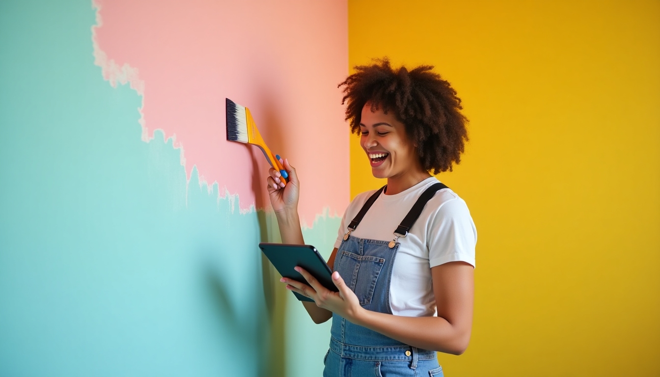Painter using smart tools for a flawless finish.
