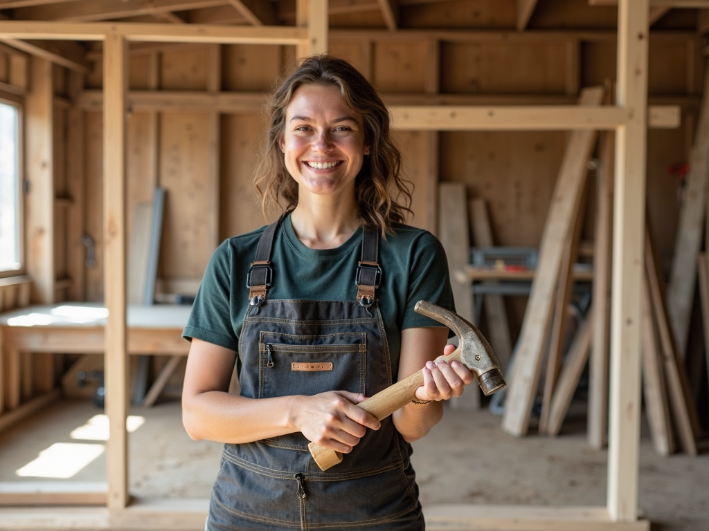Satisfied worker with ergonomic hammer