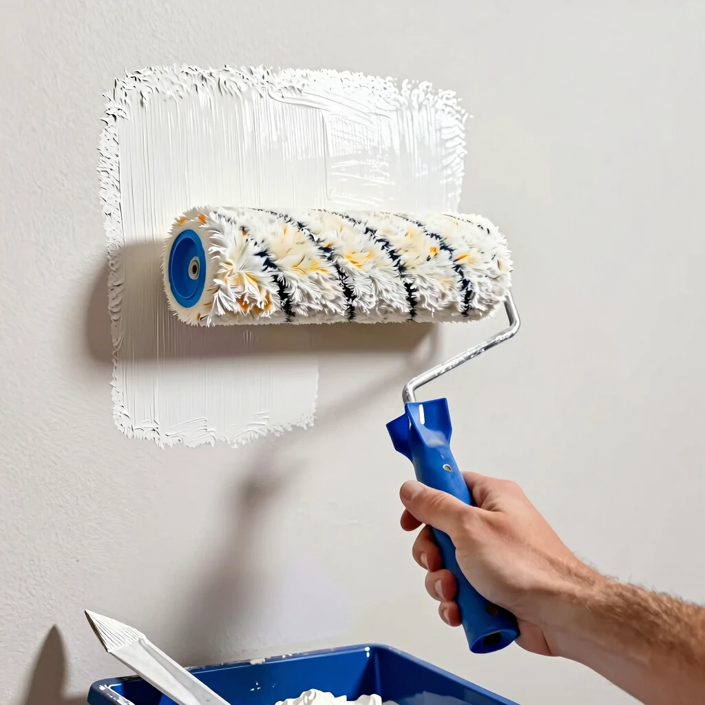 Applying premium paint with a roller for smooth results
