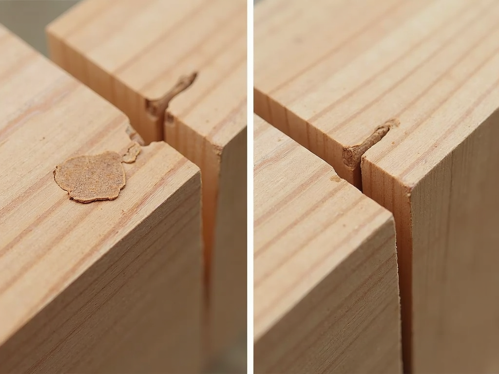 Before and after precision tool use on wood