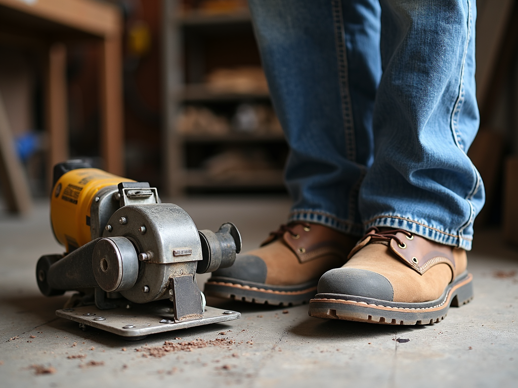 Person drilling wood with a clamped workpiece