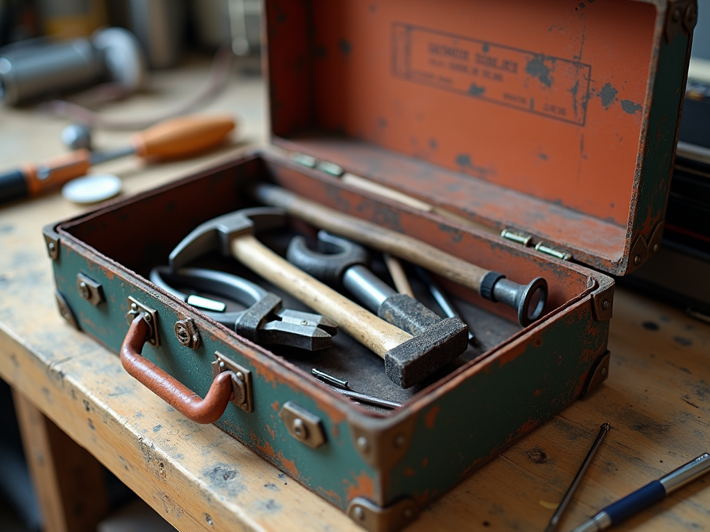Open toolbox with tools
